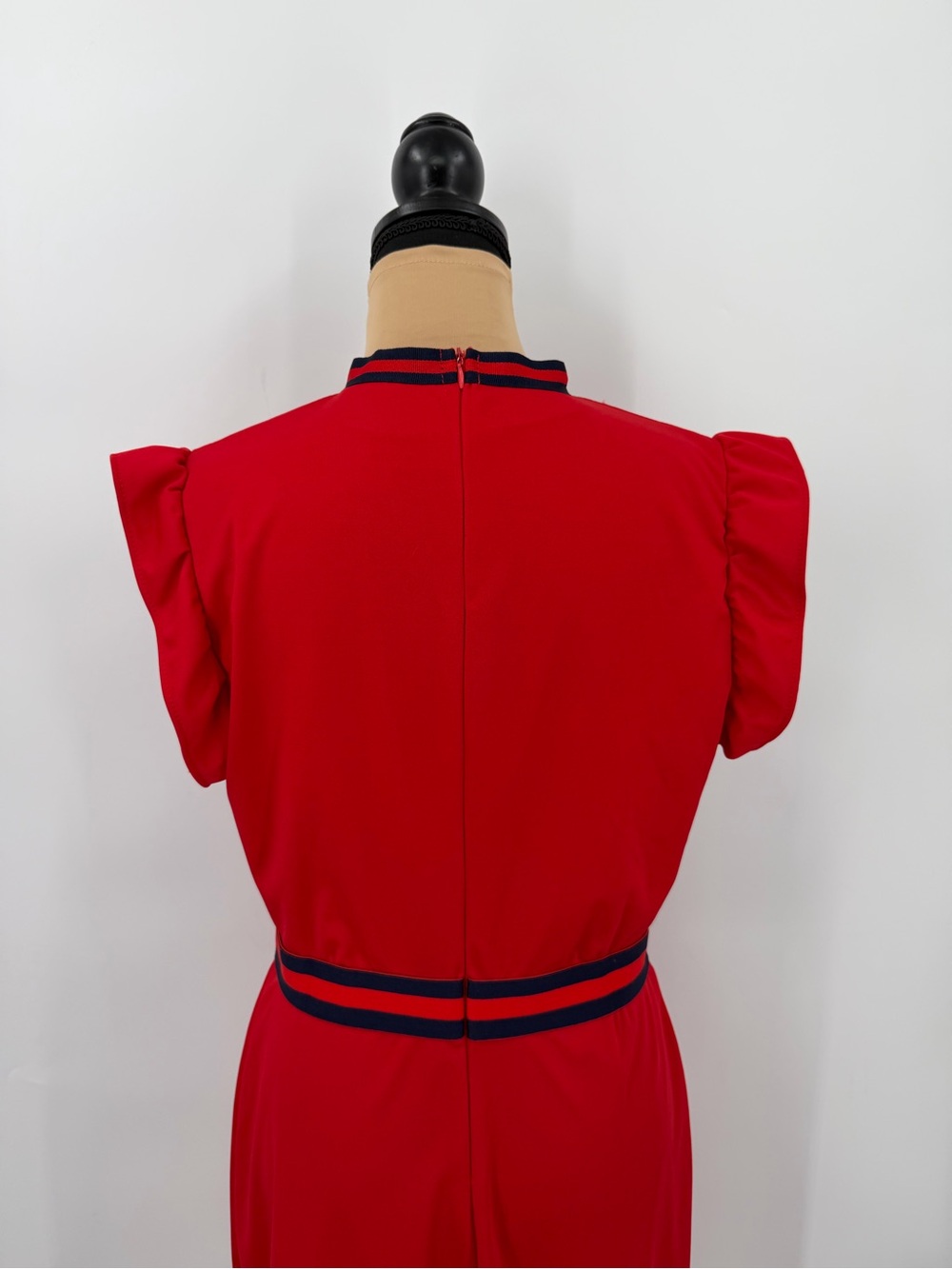 Red navy ruffle Mini Dress 2XL Preppy Collegiate Coquette college game day - Picture 6 of 10